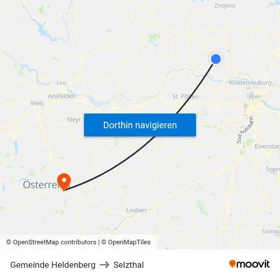 Gemeinde Heldenberg to Selzthal map