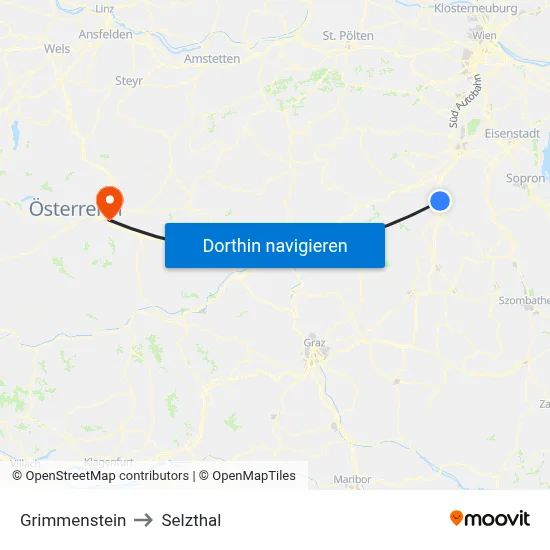 Grimmenstein to Selzthal map