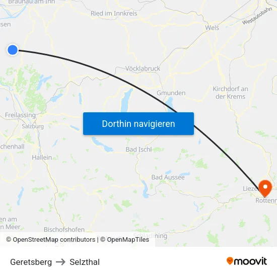 Geretsberg to Selzthal map