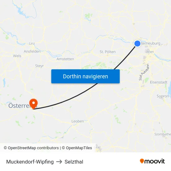 Muckendorf-Wipfing to Selzthal map