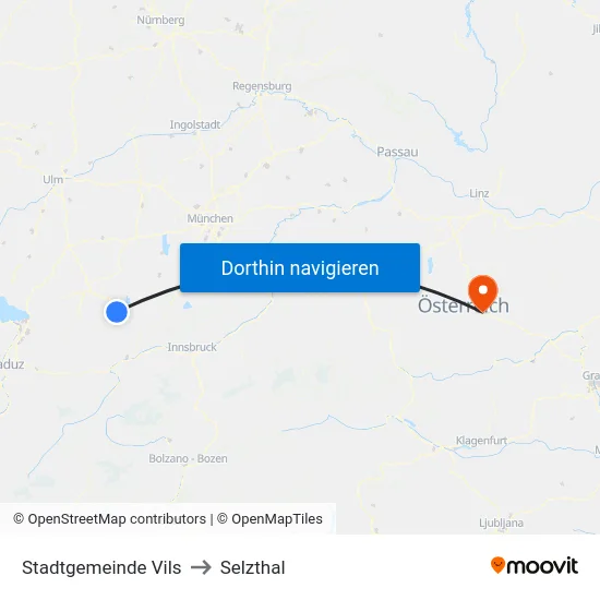 Stadtgemeinde Vils to Selzthal map