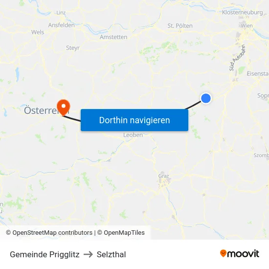 Gemeinde Prigglitz to Selzthal map