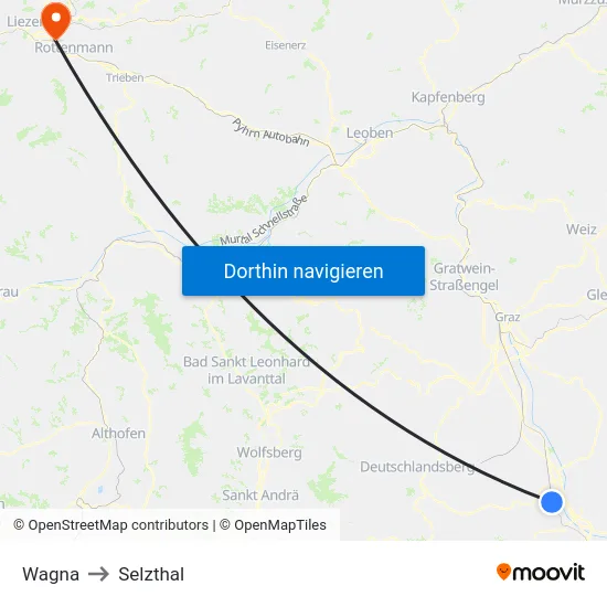 Wagna to Selzthal map