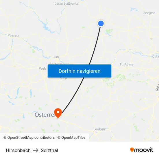 Hirschbach to Selzthal map