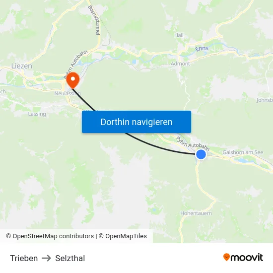 Trieben to Selzthal map