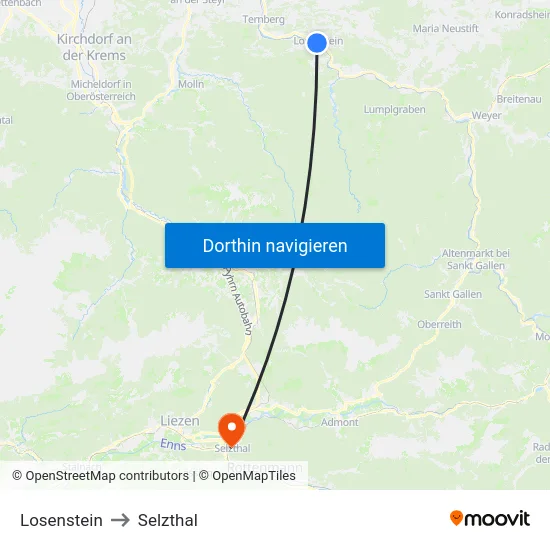 Losenstein to Selzthal map