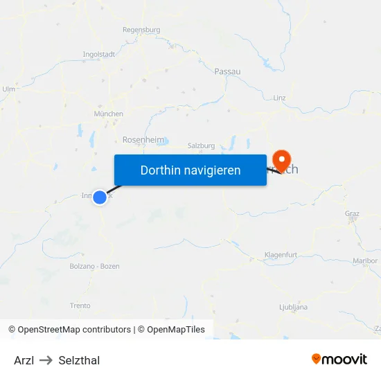 Arzl to Selzthal map