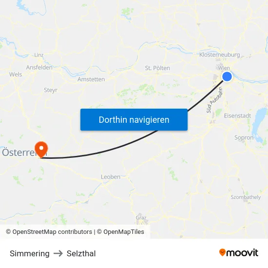 Simmering to Selzthal map