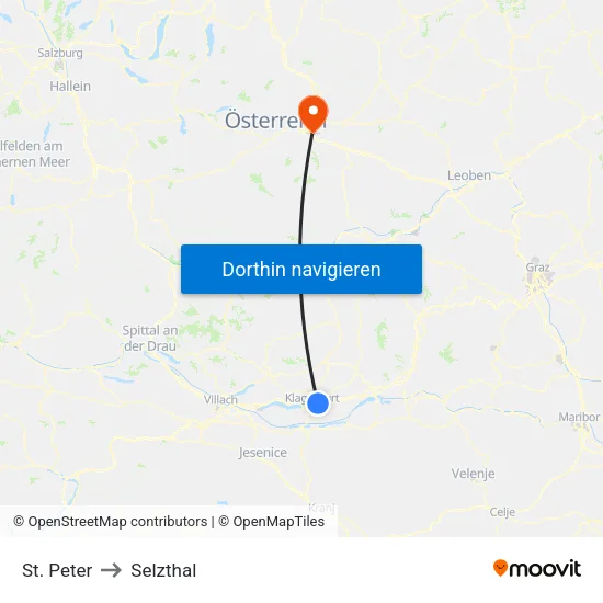 St. Peter to Selzthal map