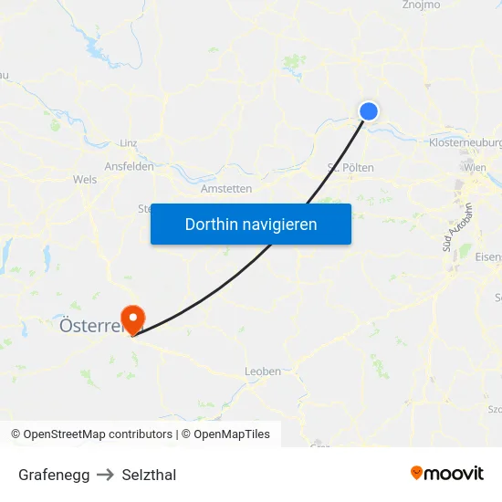 Grafenegg to Selzthal map