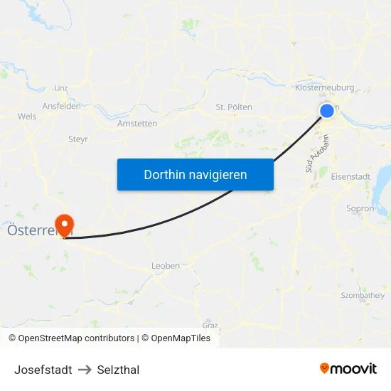Josefstadt to Selzthal map