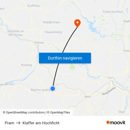 Pram to Klaffer am Hochficht map