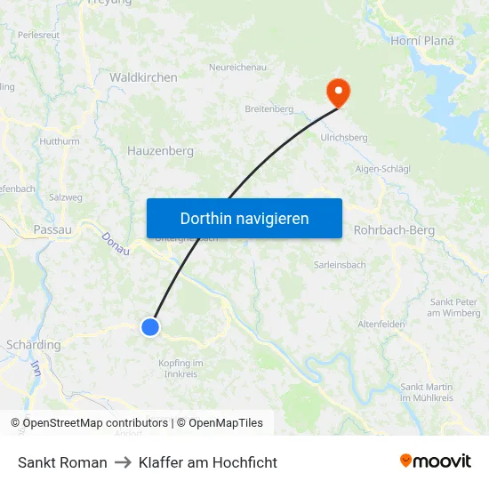 Sankt Roman to Klaffer am Hochficht map