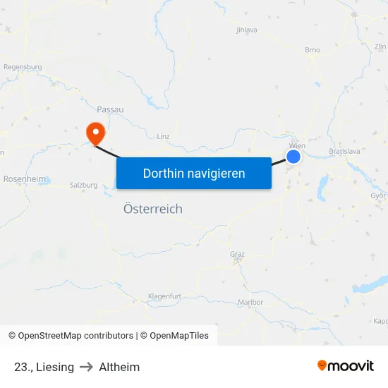 23., Liesing to Altheim map