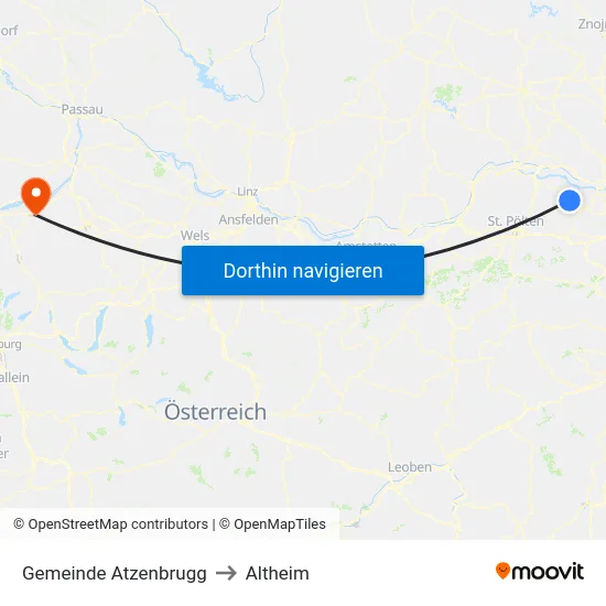 Gemeinde Atzenbrugg to Altheim map