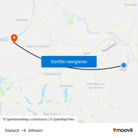 Dietach to Altheim map