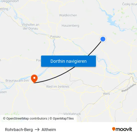 Rohrbach-Berg to Altheim map