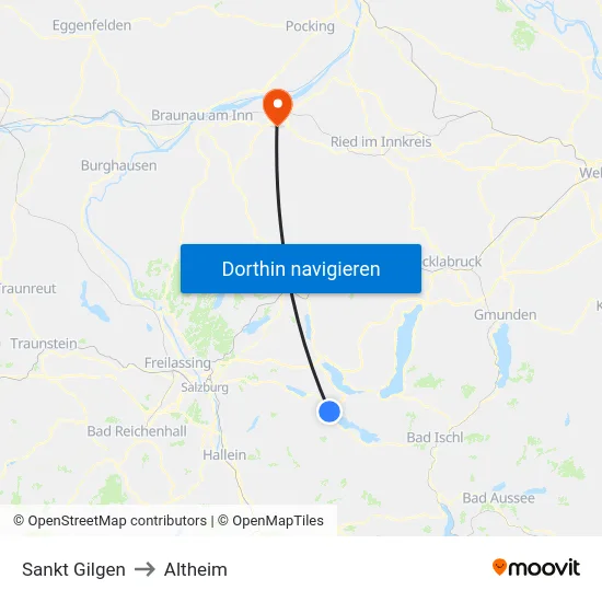 Sankt Gilgen to Altheim map