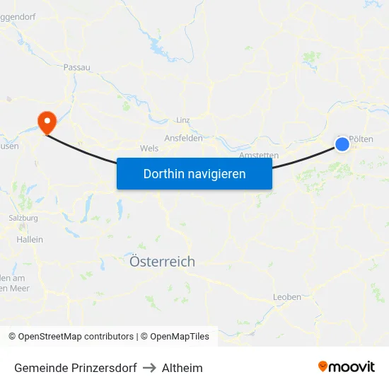 Gemeinde Prinzersdorf to Altheim map