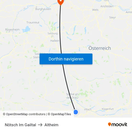 Nötsch Im Gailtal to Altheim map