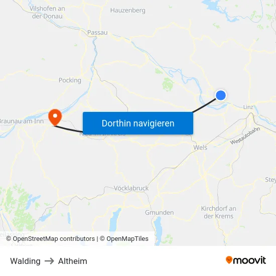 Walding to Altheim map