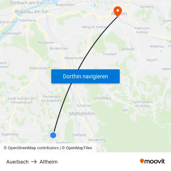 Auerbach to Altheim map