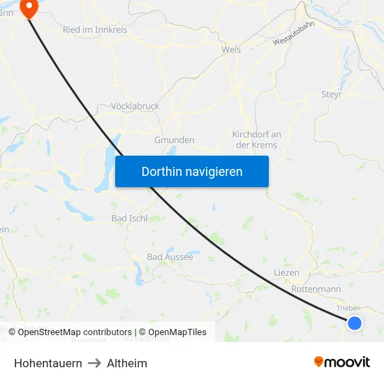 Hohentauern to Altheim map