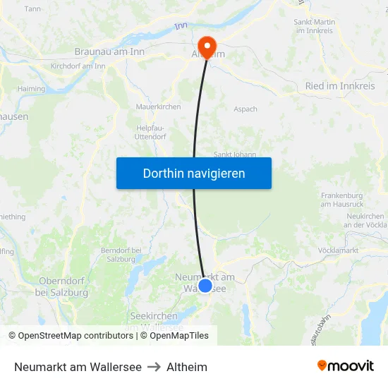 Neumarkt am Wallersee to Altheim map