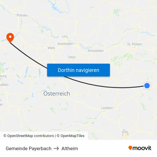 Gemeinde Payerbach to Altheim map