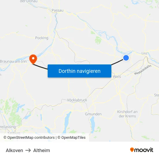 Alkoven to Altheim map