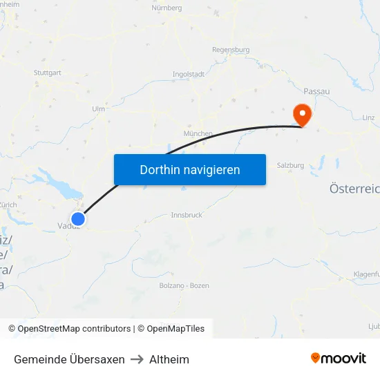 Gemeinde Übersaxen to Altheim map