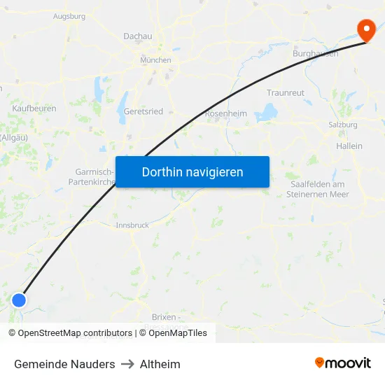 Gemeinde Nauders to Altheim map