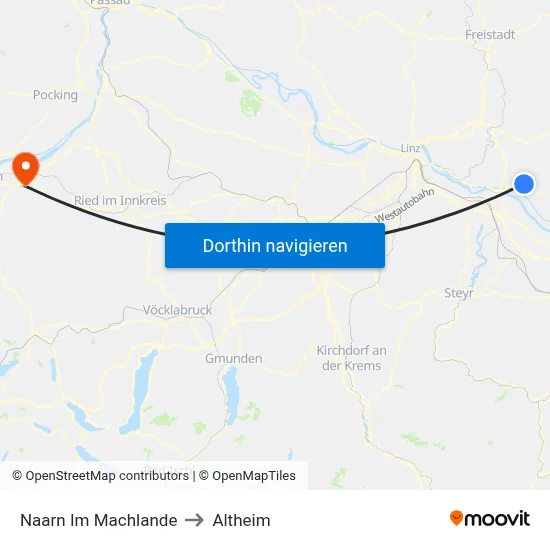 Naarn Im Machlande to Altheim map