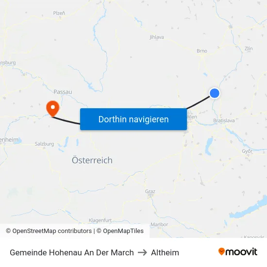 Gemeinde Hohenau An Der March to Altheim map