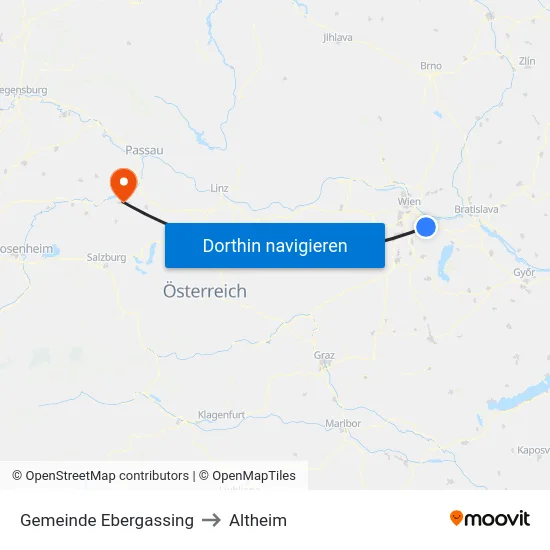 Gemeinde Ebergassing to Altheim map