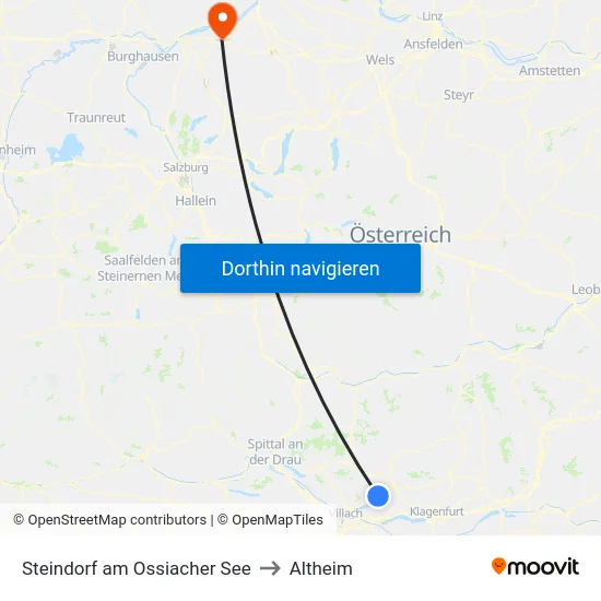 Steindorf am Ossiacher See to Altheim map