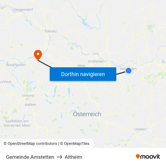 Gemeinde Amstetten to Altheim map