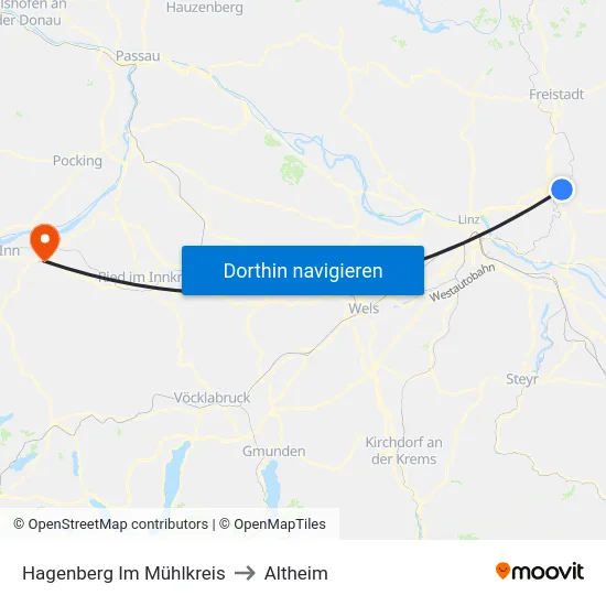 Hagenberg Im Mühlkreis to Altheim map
