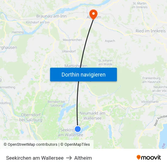 Seekirchen am Wallersee to Altheim map