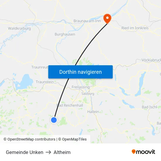 Gemeinde Unken to Altheim map