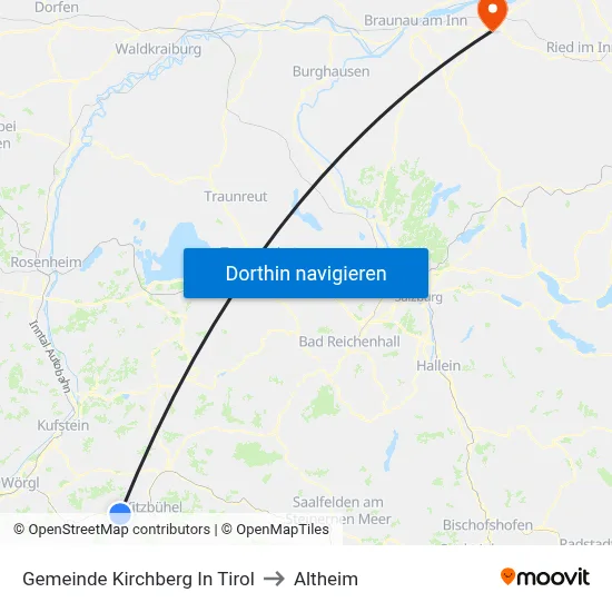 Gemeinde Kirchberg In Tirol to Altheim map