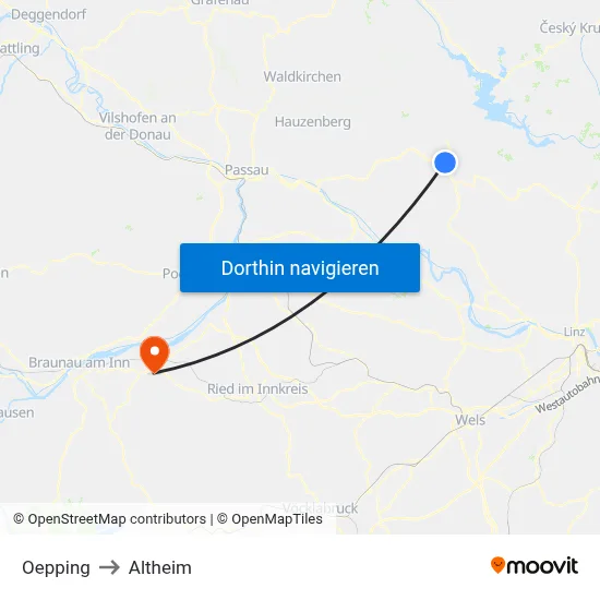 Oepping to Altheim map
