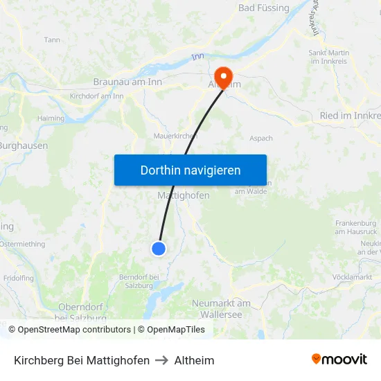 Kirchberg Bei Mattighofen to Altheim map