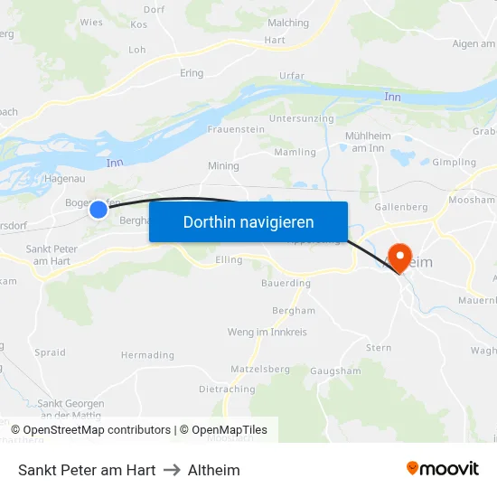 Sankt Peter am Hart to Altheim map