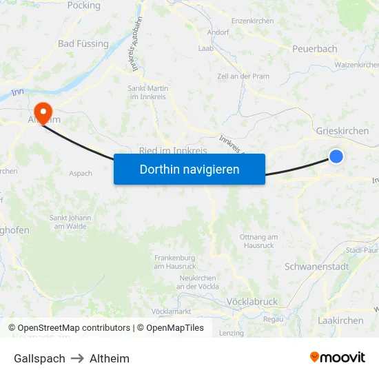 Gallspach to Altheim map