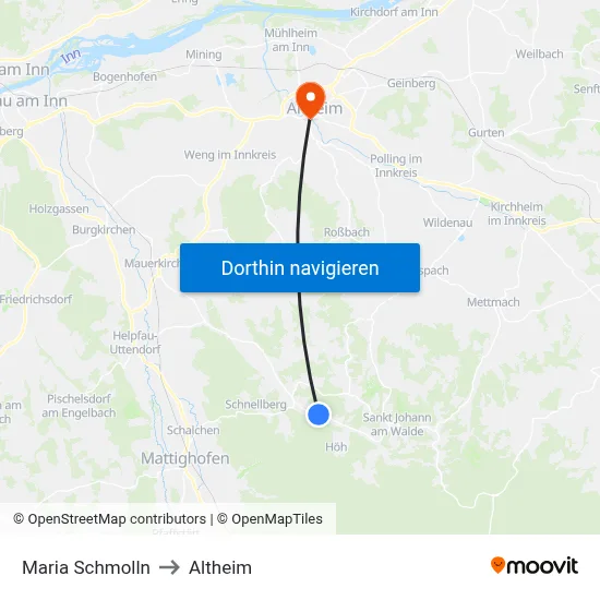 Maria Schmolln to Altheim map