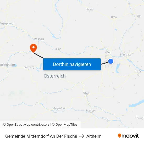 Gemeinde Mitterndorf An Der Fischa to Altheim map