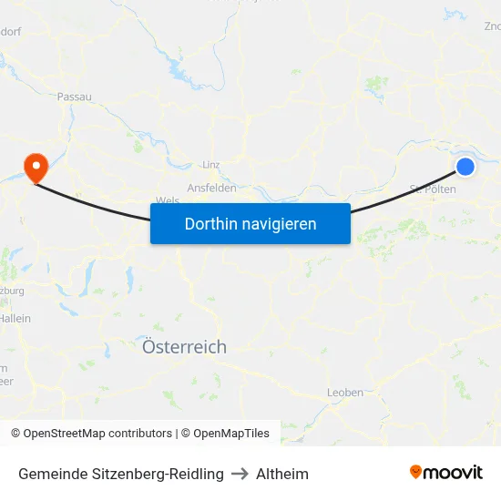 Gemeinde Sitzenberg-Reidling to Altheim map