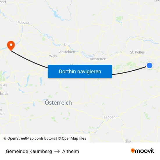 Gemeinde Kaumberg to Altheim map