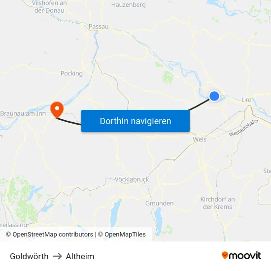 Goldwörth to Altheim map